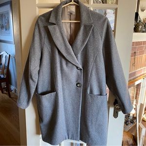 Grey wool cocoon coat.